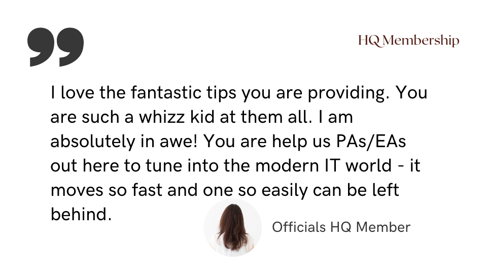 I love the fantastic tips you are providing. You are such a whizz kid at them all. I am absolutely in awe! You are help us PAs/EAs out here to tune into the modern IT world - it moves so fast and one so easily can be left behind.