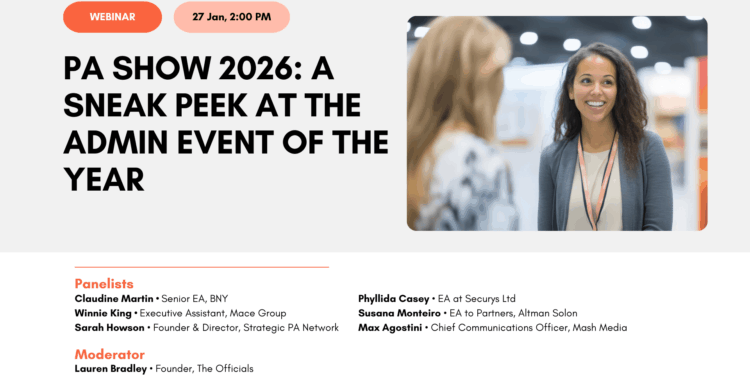 Smiling female assistant networking at PA Show event