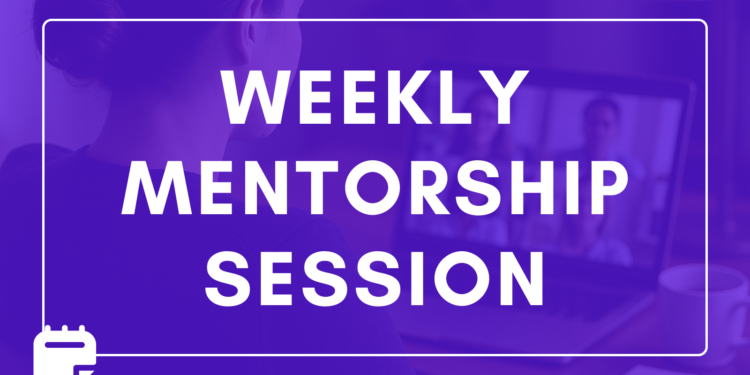 An assistant on a weekly video call with several other administrative professionals on the screen in the weekly mentorship call together.